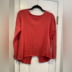 Bench Size M Cotton Red Crew Neck Open Back Long Sleeve Pullover Cotton Sweater